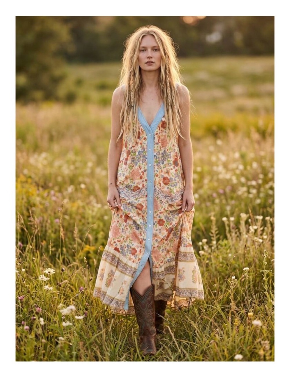 Free People Kelsi Floral Snap Front Maxi Dress